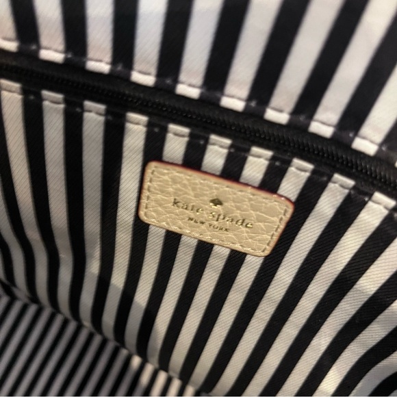 Kate Spade Tote Pebbled Cream Black Two Tone Shoulder Bag Purse Linda Southport - Picture 8 of 11